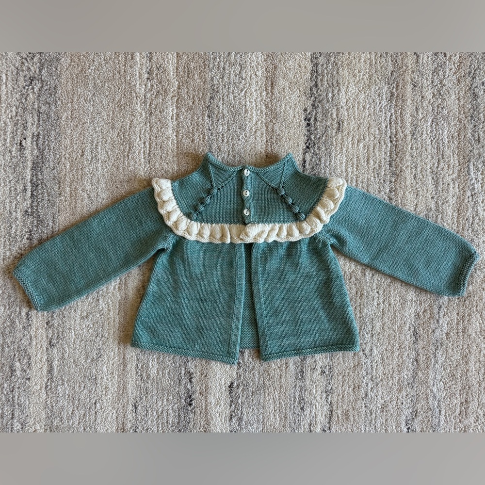 Misha & Puff Sage Ruffle Cardigan Size 3y